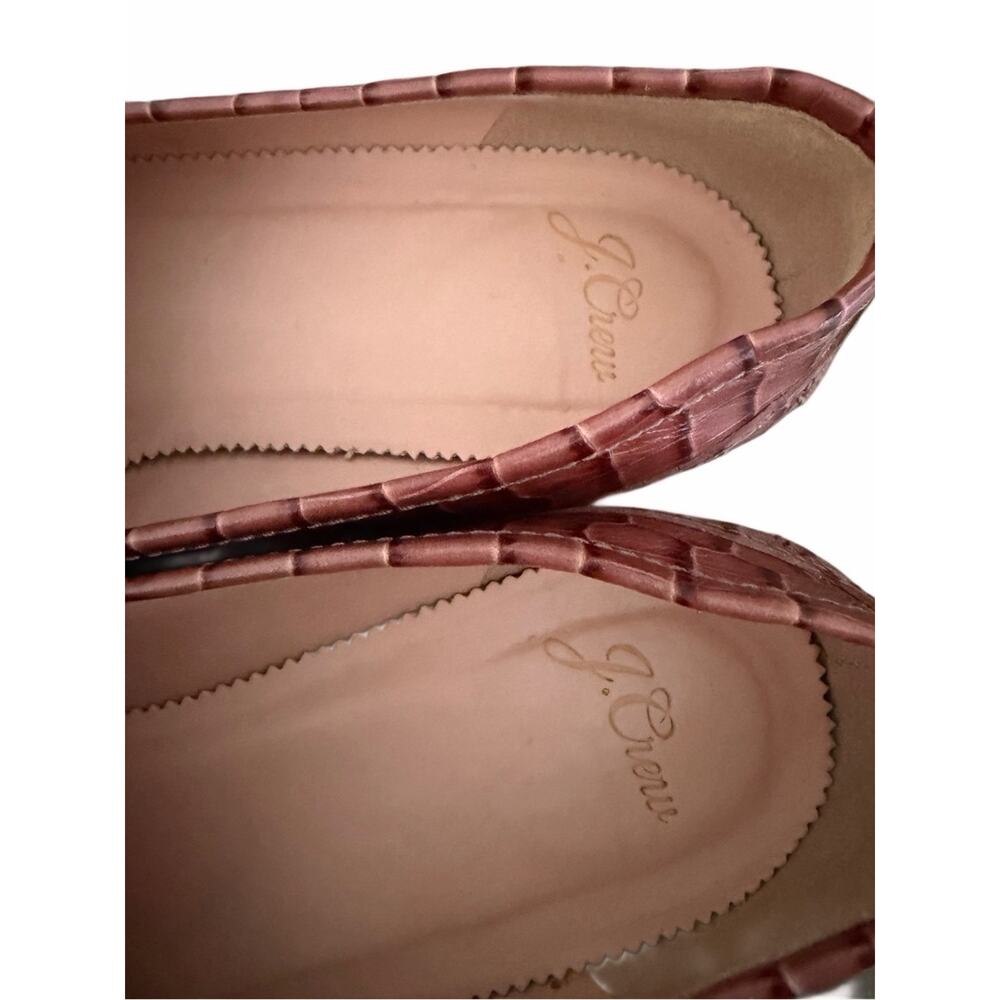J. Crew Academy Penny Leather Loafers Size 8.5 Croc Embossed Pinkish Brown - Picture 6 of 9